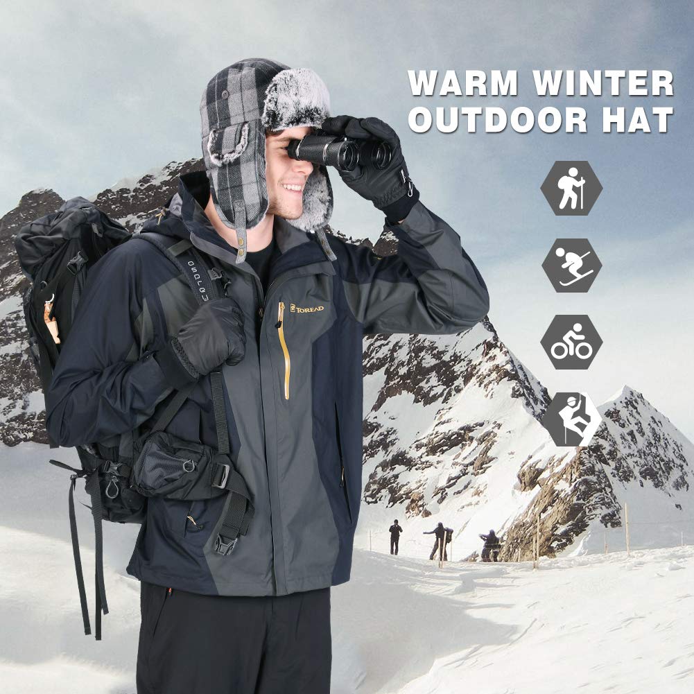 Fancet Gorro de aviador unisex de invierno suave con pelo sintético resistente al viento 89079_rojo S/M