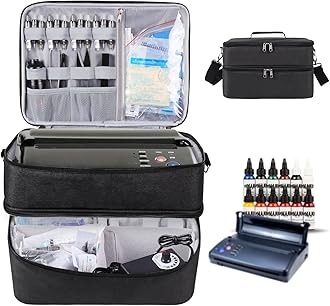 Tattoo Carrying Case Tattoo Supplies Organizer Tattoo Kit Case for Tattoo Equipment Portable Tattoo Supplies Travel Storage Bag for Tattoo Stencil Printer, Tattoo Ink, Tattoo Equipment, Bag Only