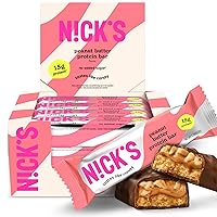 Vista 10 de Nick's Protein Bars Chocolate Alto en proteínas Bajas calorías Snacks bajos en carbohidratos aptos para dieta cetogénica sin azúcar añadido