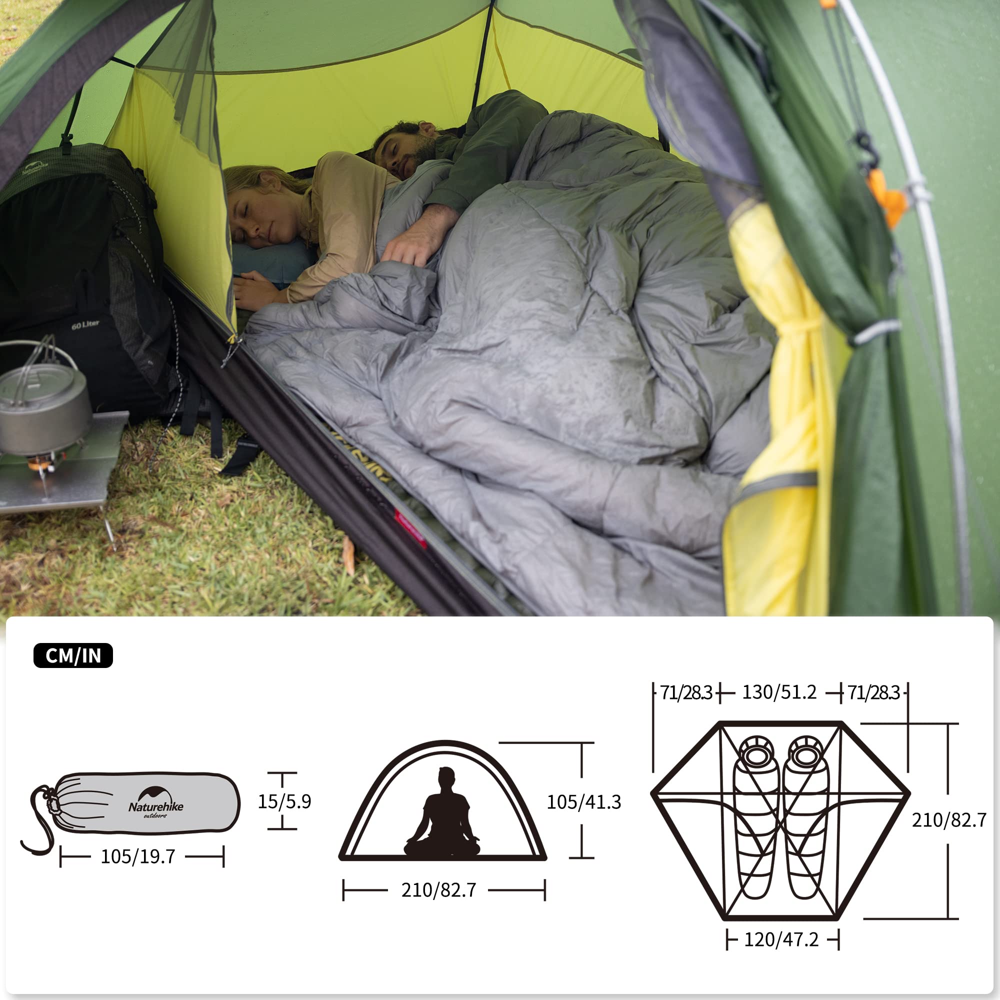 Naturehike Cloud Peak Hexagon Namiot 4 Seasons Plecak Namiot dla 2-3 osób Camping na Zewnątrz z Podłogi Namiotu