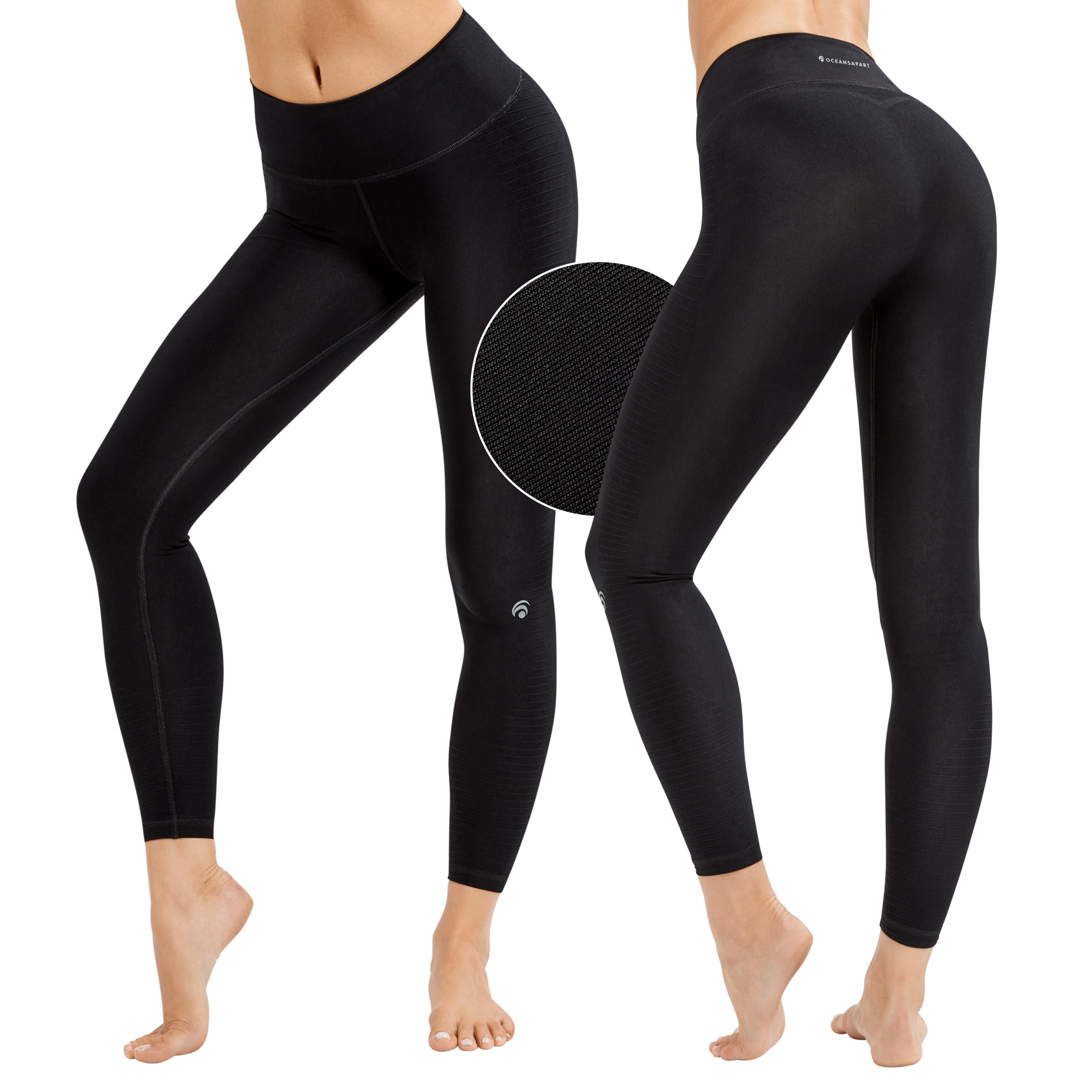 OCEANSAPART Soho Leggings Sportivi Donna Con Tasche Laterali A Vita Alta - Leggings Donna Per Running, Yoga E Palestra - Leggins Traspiranti E Ad Asciugatura Rapida - Negro - XS - 6