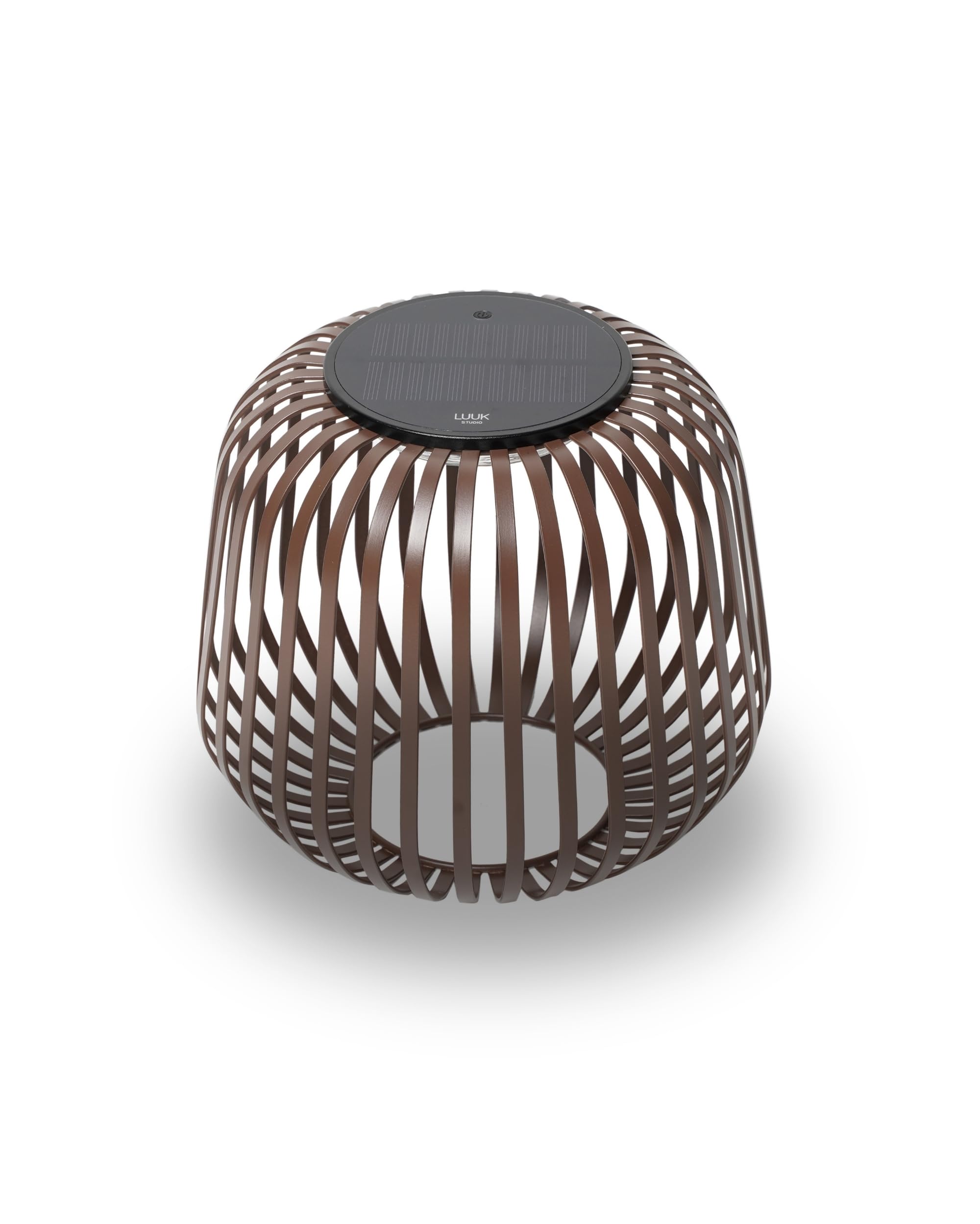 LUUK Studio Lanterna Solare, IP65, Lampada da Tavolo Senza Fili, Noce, S | Luce d'atmosfera Dimmerabile per Giardino e Balcone: Energia Solare, Ricaricabile via USB-C, per uso Interno ed Esterno
