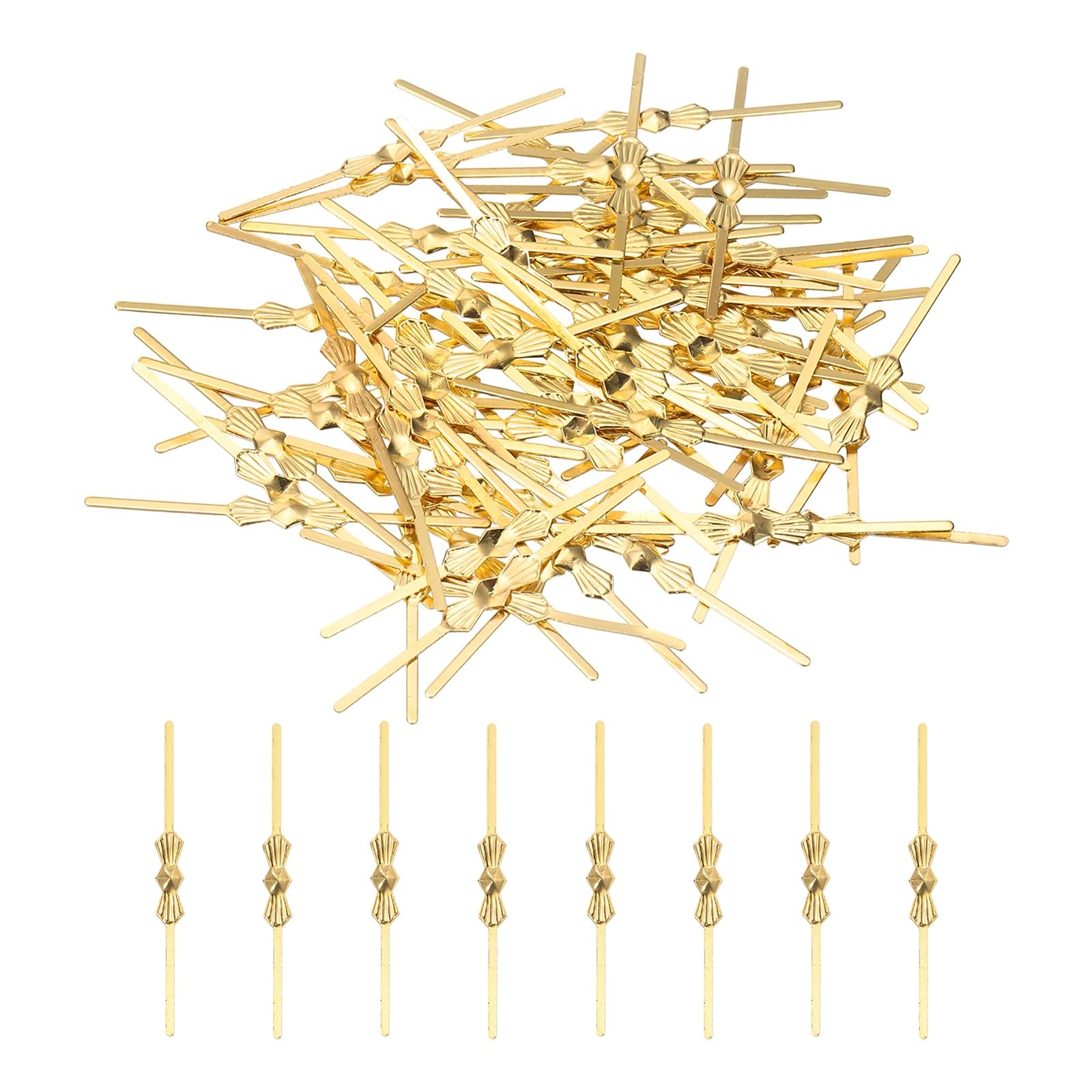 sourcing map 150Pcs Chandelier Connector Clip, 40mm/1.57" Copper Crystal Chandelier Pin, Lamp Connectors Clips Replacement for Fastening Crystals Lamp Ceiling Light Parts, Golden