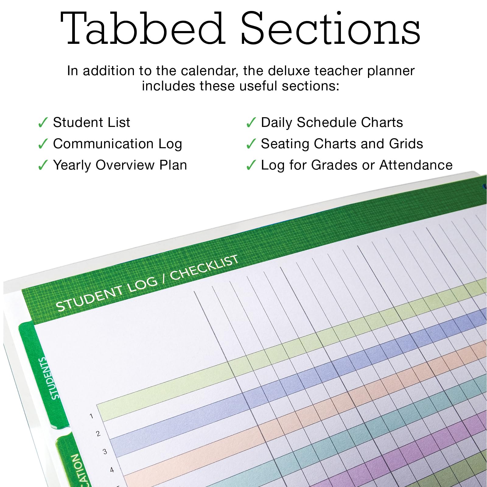 Deluxe-Lehrerplaner, August 2026 - Juli 2027, 8,5 x 11, täglich, wöchentlich, monatlich, Organizer mit 7 Perioden, Taschenordner, datiertem Kalender, Seitenregistern, Lesezeichen und