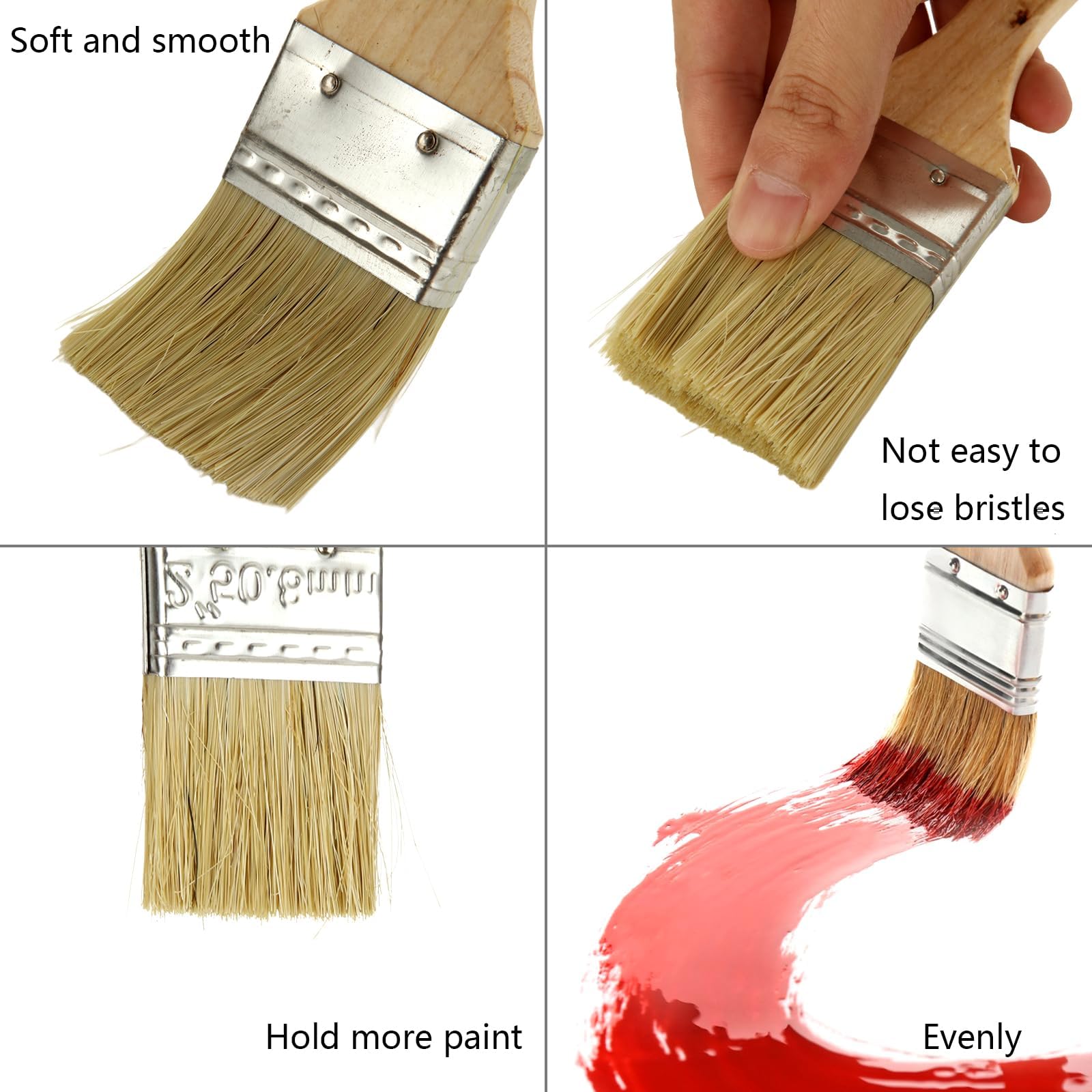 30 Piezas Brochas Pintura 2 Pulgadas, Brocha Plana con Mango de Madera y Cerdas PP, Pinceles Pintura para Pared Muebles Taller Escuela Bricolaje DIY