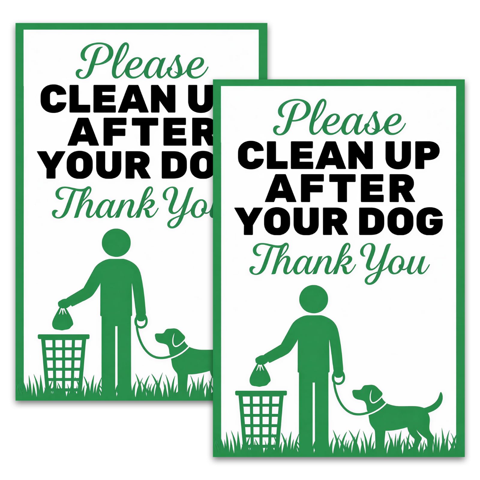 2 PCS No Dog Fouling Sign, Rust Proof and Weatherproof Pick Up Your Dog Poop Sign, Please Clean Up After Your Dog Metal Signs for Garden Park Courtyard Decor & Reminder, 20 x 30cm