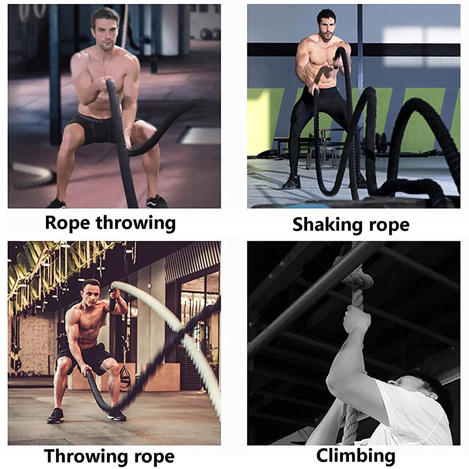 Battle Rope für Stärke, Kraft und Ausdauer, Übungsseil für Ganzkörpertraining, Krafttrainingsgeräte für Bessere Griffkraft, Gewichtetes Gymnastikseil (Size : 15m)