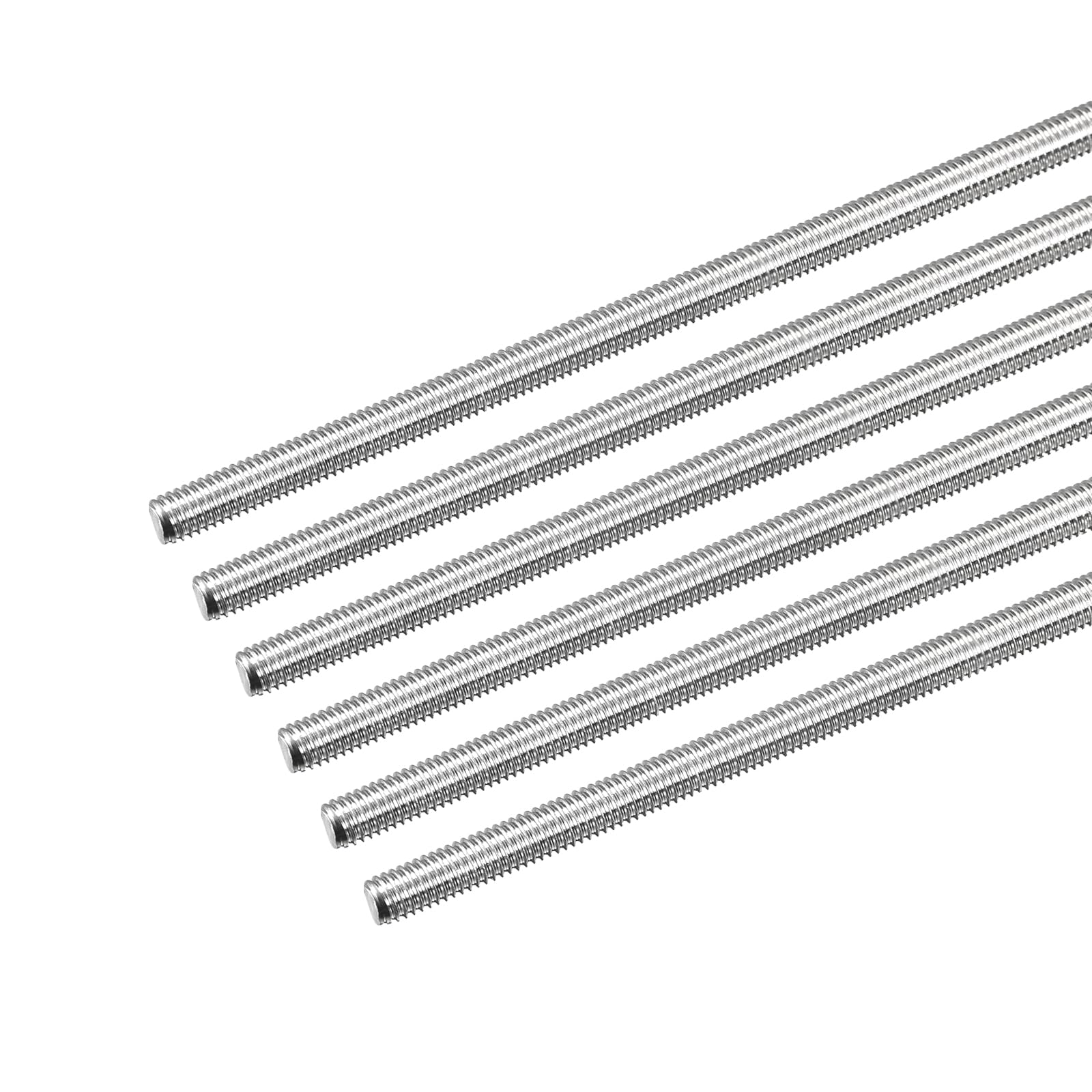 sourcing map Lot de 6 tiges entièrement filetées M5 x 500 mm Filetage 0,8 mm Acier inoxydable 304 Tige filetée à droite
