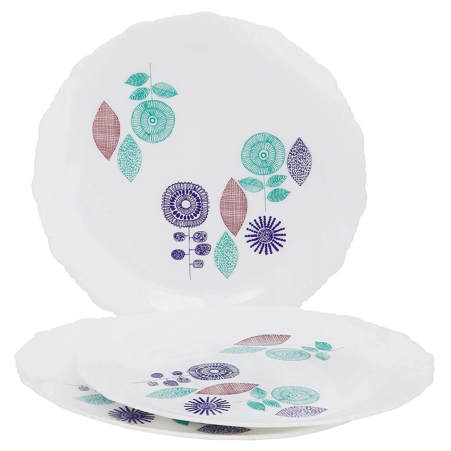 SIMPARTE Plastic Breakfast Plates 19 cm, Round White Plates, Flower Printed Plates for Families, Kids Special, Daily Use, Parties, Unbreakable, Microwave Safe, Dishwasher Safe - Set of 3, White (B07SL49PY9) Amazon Price History, Amazon Price Tracker