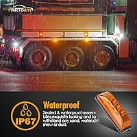 Vista 6 de Partsam 10 luces laterales ámbar de 3.9 pulgadas con 3 LED [aprobadas por DOT], indicadores para remolque, camión, caravana, cámper, UTV, sellado