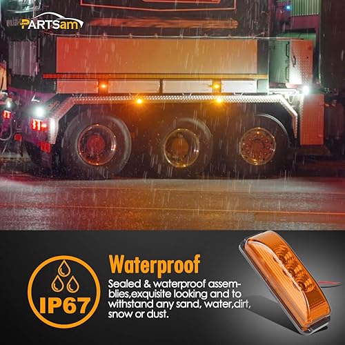Miniatura 6 de Partsam 10 luces laterales ámbar de 3.9 pulgadas con 3 LED aprobadas por DOT, indicadores para remolque, camión, caravana, cámper, UTV, sellado