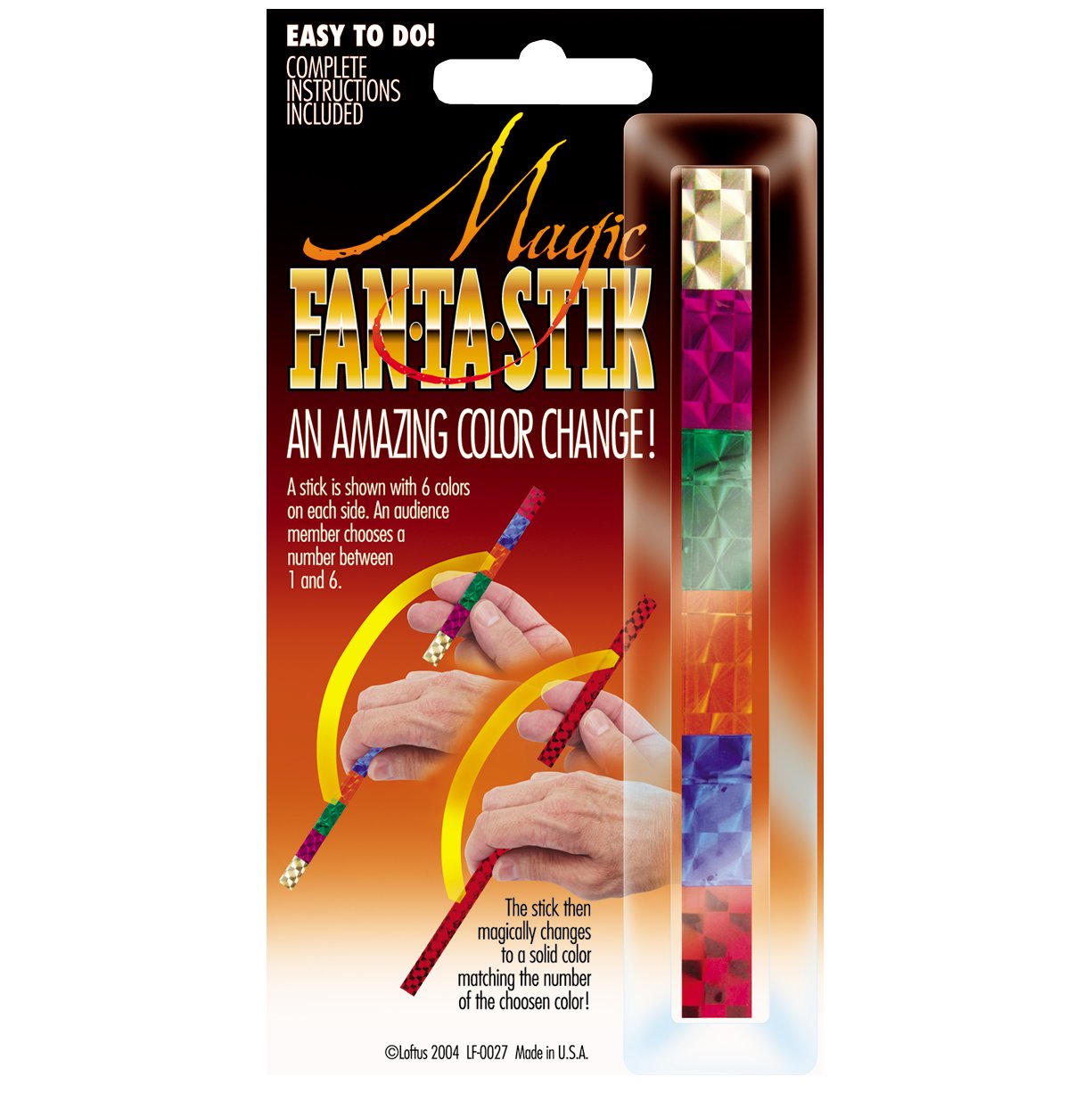 Loftus Color Changing Fan-Ta-Stik 4.5in Close-Up Magic Trick, Assorted Colors