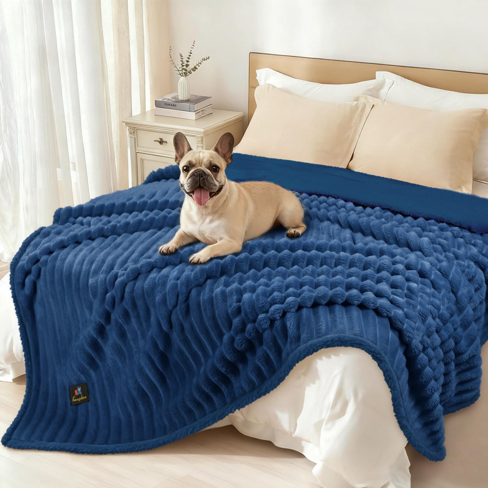 luciphia Waterdichte hondendeken, wasbaar, kattendeken voor katten, honden, puppy, knuffeldeken, zacht, wollig, sherpa fleece, huisdierdeken ter bescherming van bed, bank, donkergrijs, 145 x 216 cm