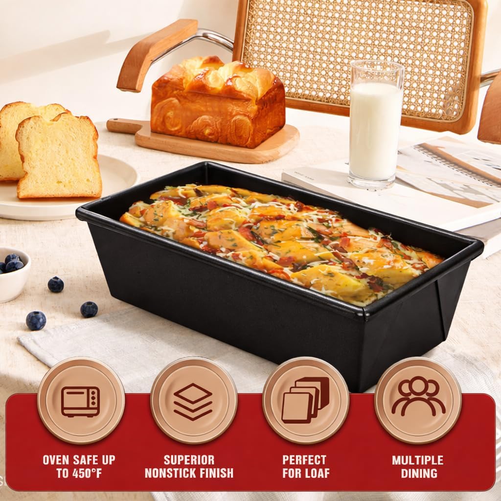 Bauzi 2Piece Set Large, Cast Iron Bread Loaf Pan with Lid, Heavy Duty Pullman Loaf Pan, Nonstick Bread Baking Pan for Sourdough, Sandwich Bread, Oven Safe