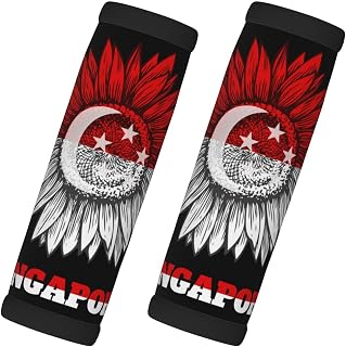 Generic Vintage Sunflower Singapore Singaporean Flag Luggage Suitcase Neoprene Handle Wraps with Tags Identifiers for Men Women Comfort Airport Travel Grip Bag Accessories Handle Protection 2 Packs