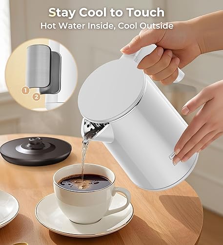 Miniatura 6 de Hervidor eléctrico de 1.0L 1200W, 7 ajustes de temperatura, mantener caliente 4H, hervidor de té eléctrico de acero inoxidable de ebullición rápida,