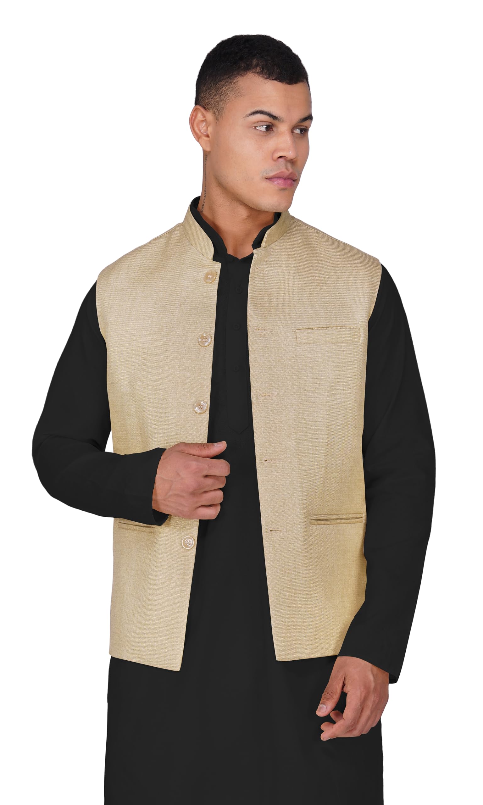 Clothing Street Men's Jute Nehru Jacket/Waist Coat