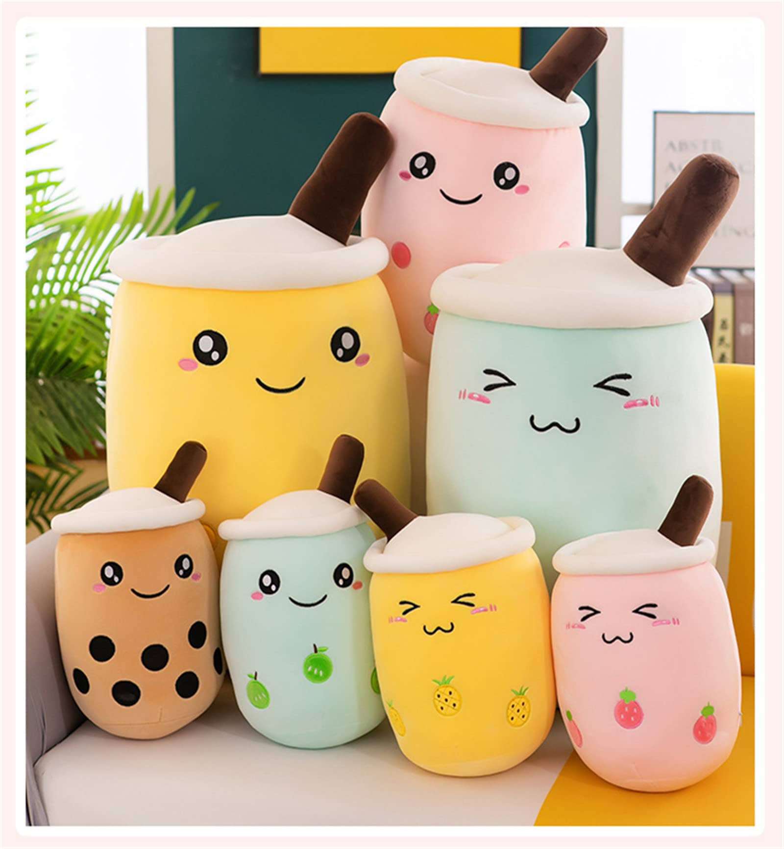 Bubble Tea pluszowe zwierzątko Boba, przytulanka, miękka maskotka do herbaty, miękka lalka, filiżanka do herbaty, poduszka dla dzieci (niebieska wąż, 25 cm)