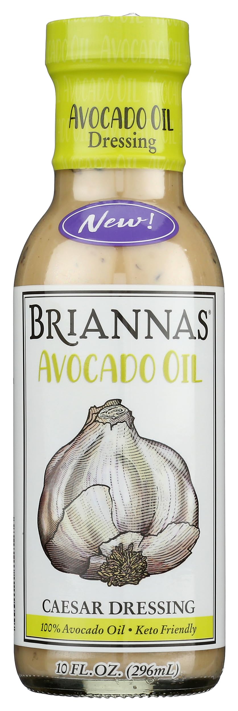BRIANNASAvocado Oil Caesar Dressing - Nutrient Rich, Keto Friendly, Dairy Free Salad Dressing made with 100% Avocado Oil - 10 oz. Bottles - 6 Pack