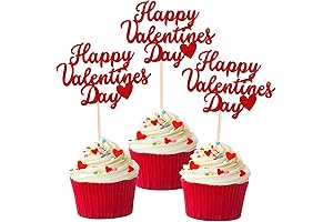 24Pcs Glitter Happy Valentine's Day Cupcake Toppers