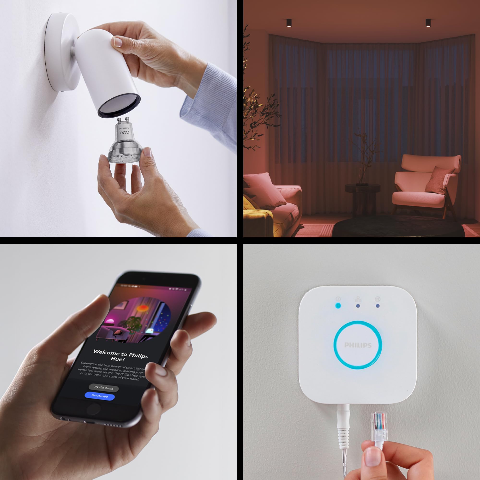 Philips Hue Essential Lot de 3 spots GU10 345 lm