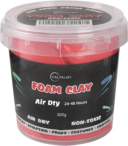 Arcilla de espuma moldeable para cosplay en colores rojos (10.58 onzas), alta densidad y calidad para diseños intrincados, se seca al aire a la