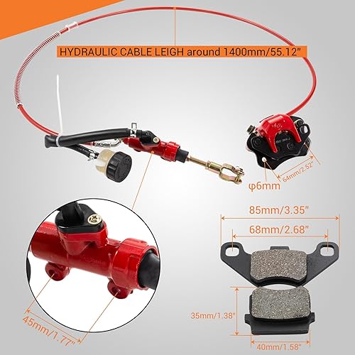 Miniatura 2 de Pinza de cilindro maestro de freno de disco trasero, pinza de sistema de freno de disco hidráulico con pastilla de freno, ATV Quad para 150 cc, 200