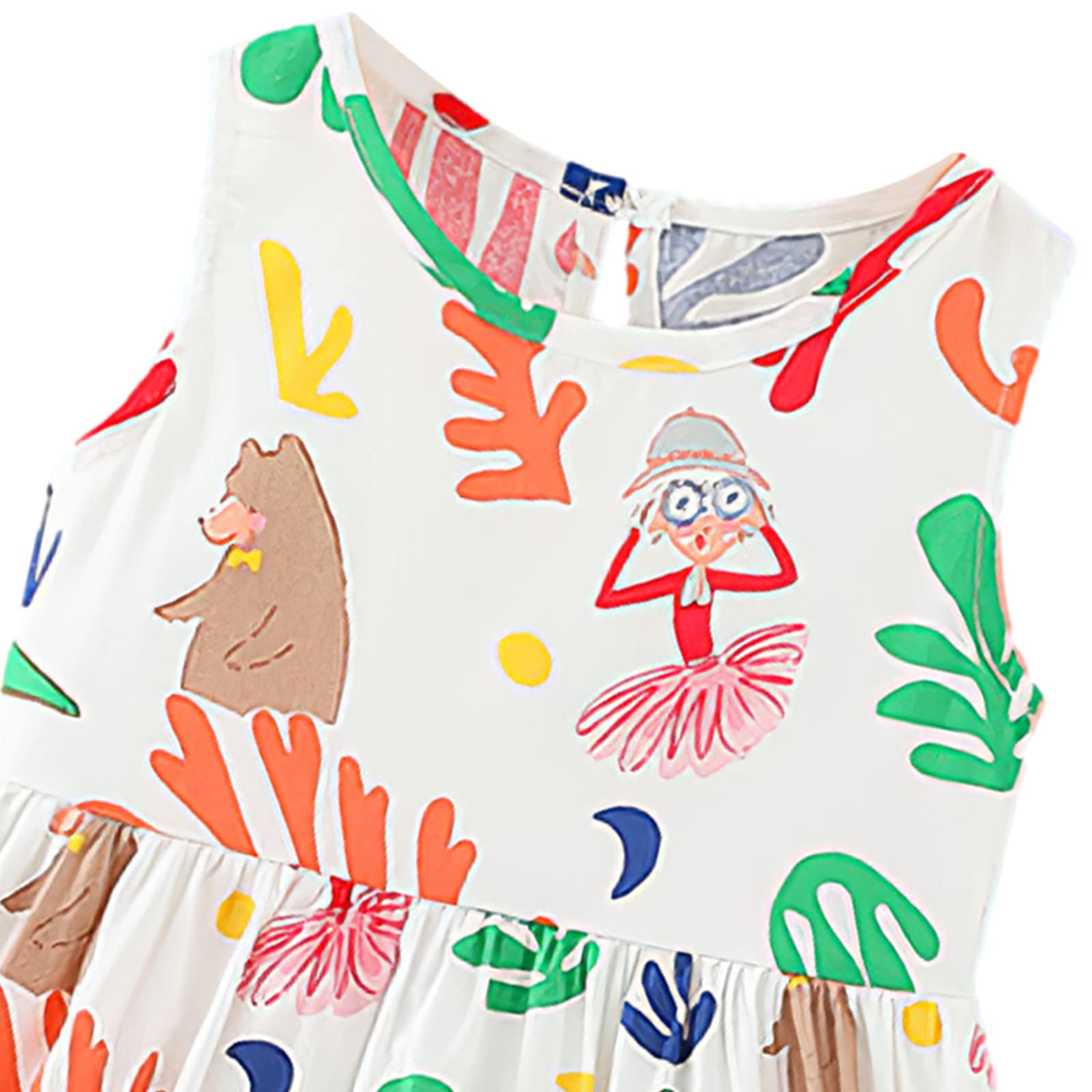 amropi Lot de 3 Robe Bébé Fille Fleurs Imprimée Coton sans Manche Casual Été Robe pour 0-3 Ans