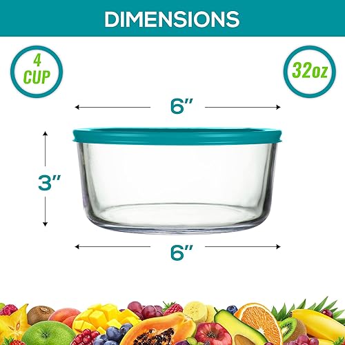 Miniatura 2 de Klareware - Recipientes de vidrio para almacenamiento de alimentos, apilables, para preparar comidas, almuerzo o ensaladas sobrantes, plato de 4