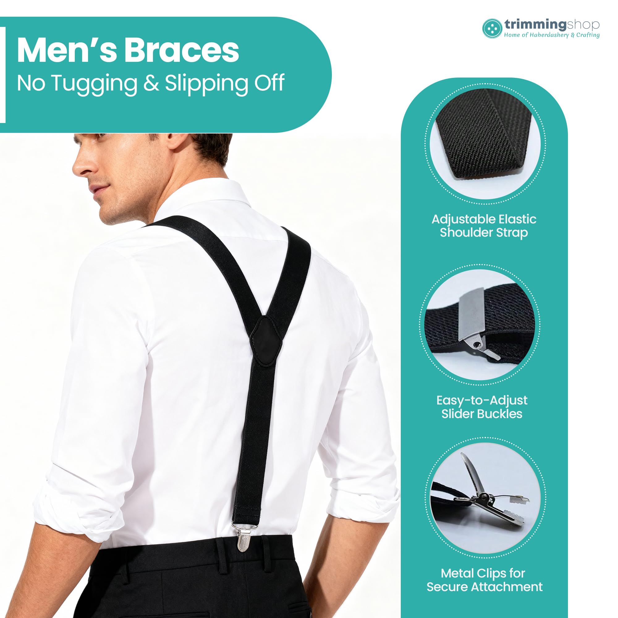 Bretelle Uomo Trimming Shop 35mm - Regolabili E Elasticizzate, Clip Resistente - 5