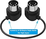 FORE 2-Pack 30cm 45-Degree Symmetry Angled MIDI Cable with Ultra-Small Plugs for Tight Space, 5-Pin Din MIDI Cable Compatible with MIDI Keyboard/Interface/Guitar Multi Effects 2-Pack 30cm