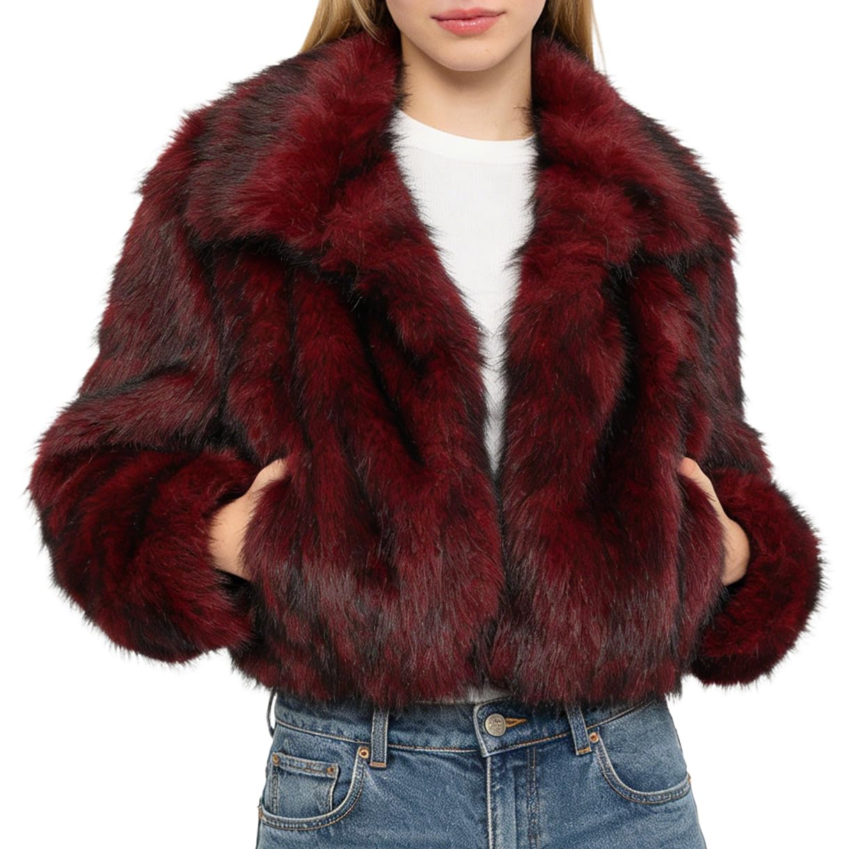 Amazhiyu Pelzmantel Damen Felljacke Kurz Kunstfell Jacke Mantel Pelzjacke