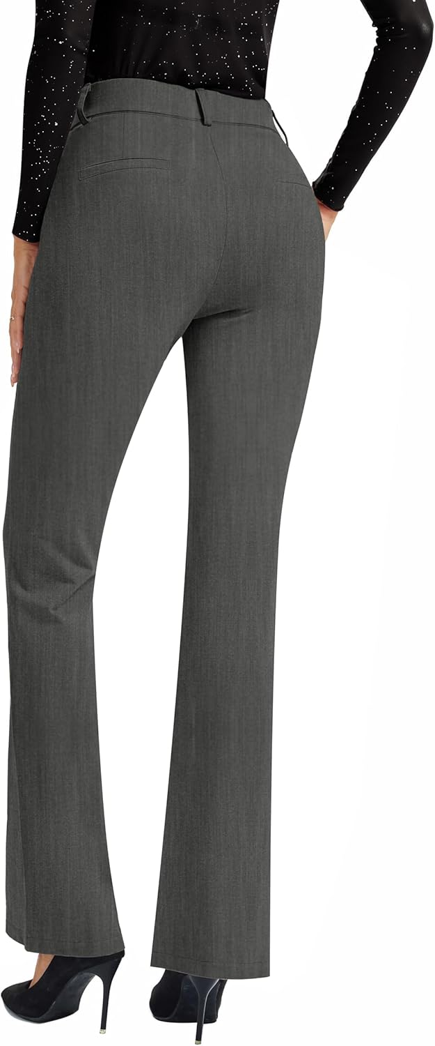 FUNYYZO Dress Work Pants Women's Stretchy Bootcut Leg Button Slacks Trousers with Pockets Casual Outfits - Image 6