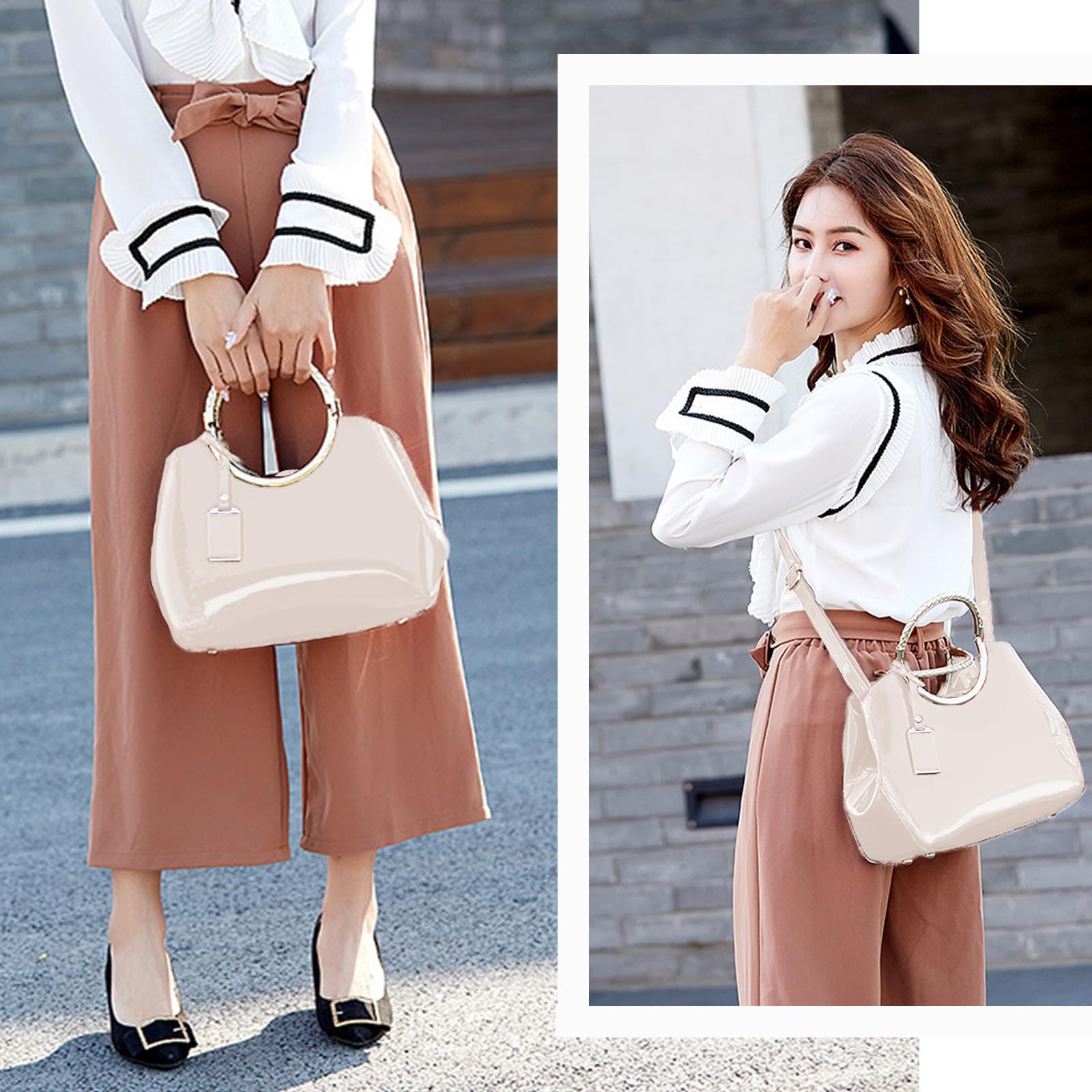 AINUOEY Donna Borse a Mano Borsa a Spalla Elegante Grandi Firmate Marca Tracolla Antifurto PU pelle 76609 1 pz Bianco