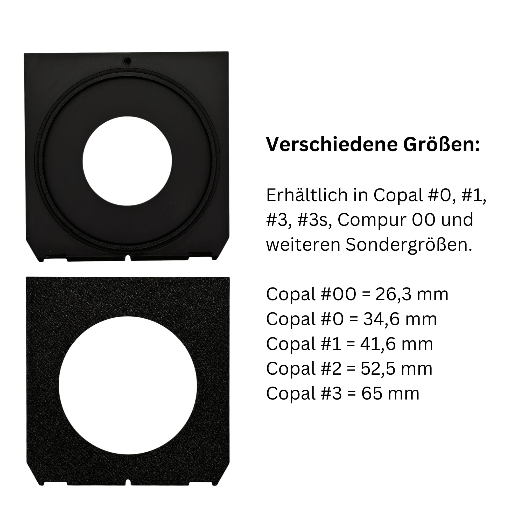 Scheda di grandi dimensioni per Linhof, Wista ecc Compur Copal #00#0#1#2#3 (00)