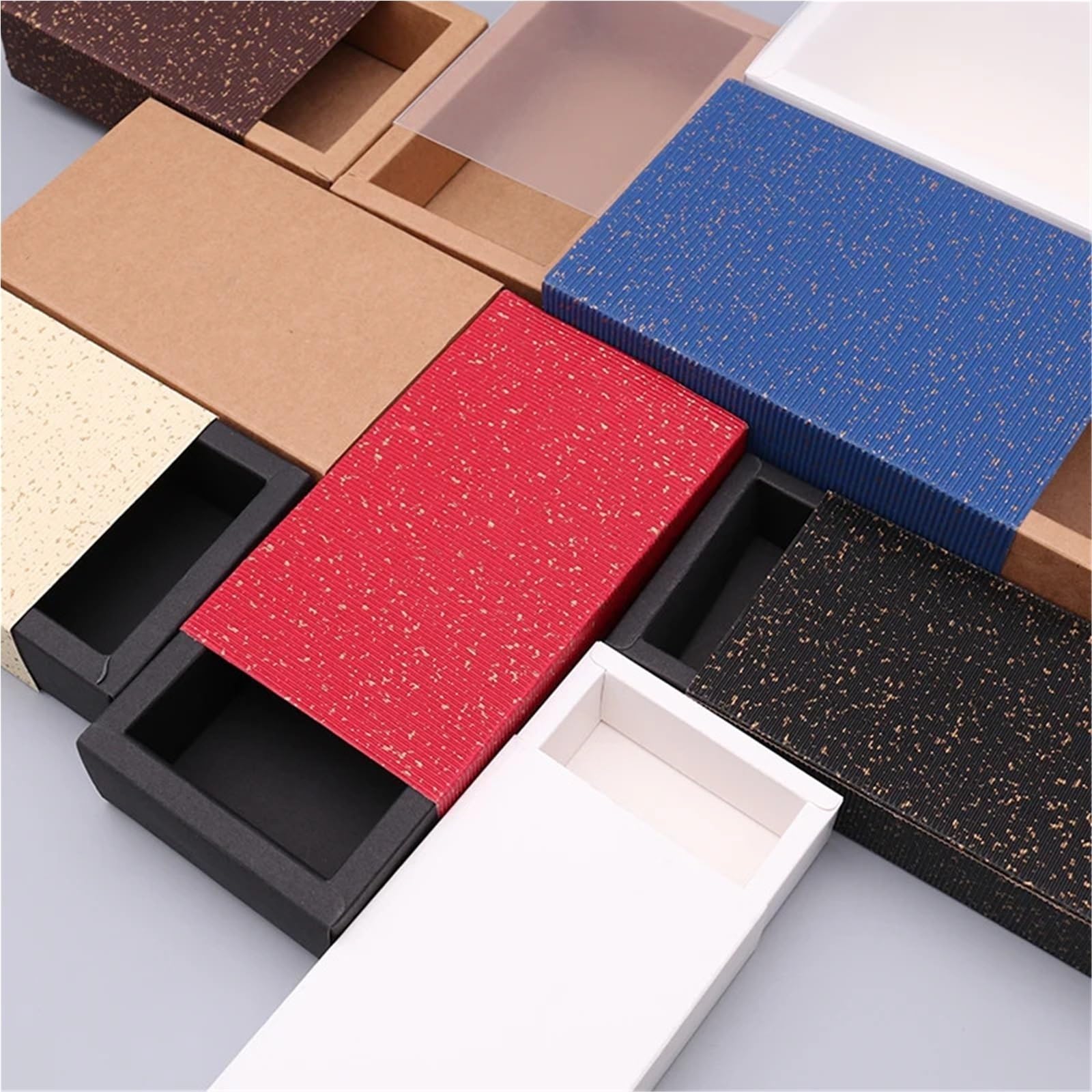 Packung Kraftpapier-Lippenstiftetuis 10 Stück braune/schwarze/weiße ausziehbare Geschenkbox | For Süßigkeiten(Red,24.5x14x8.5cm)