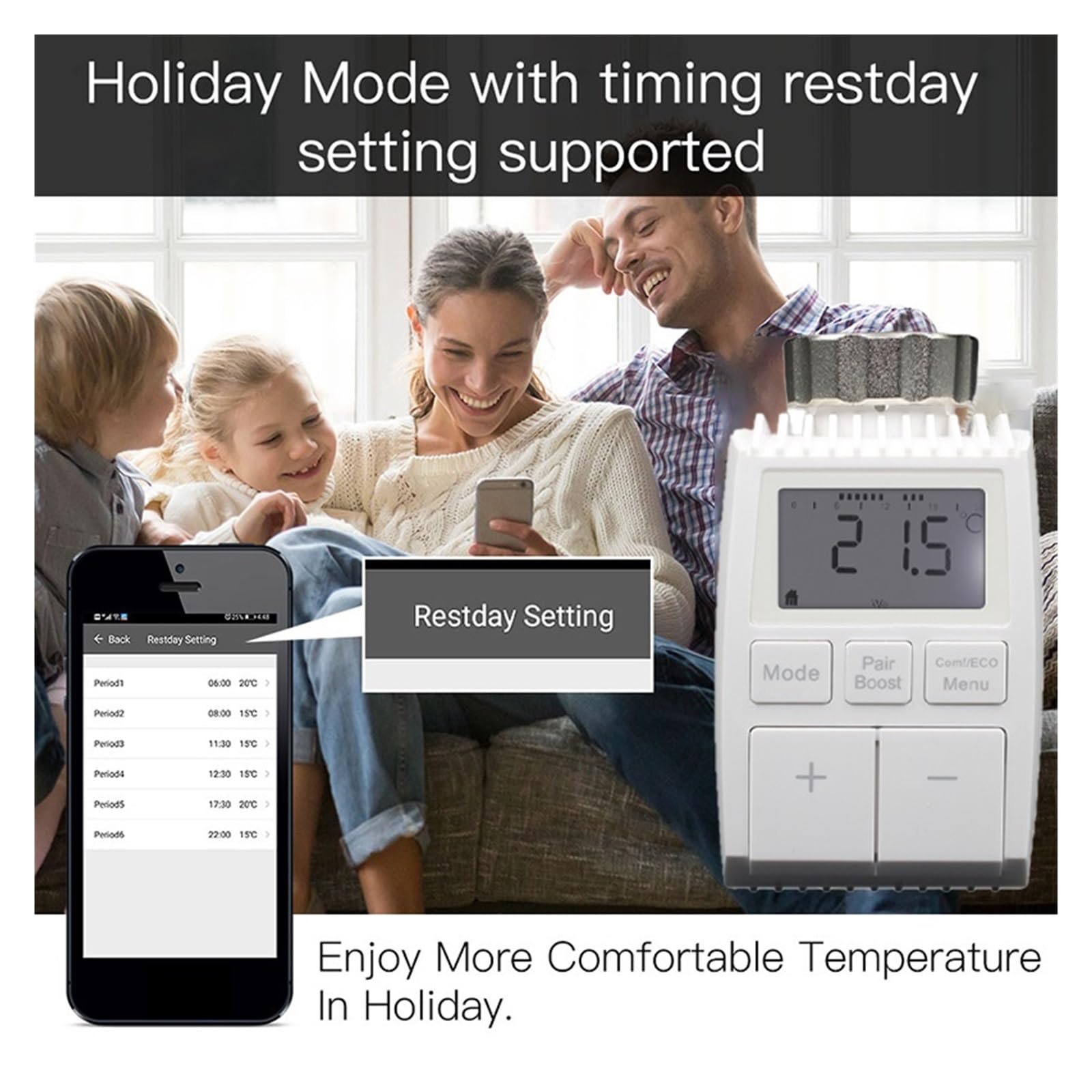 Termostato Digital, Actuador de radiador Inteligente Tuya Controlador válvula termostática programable, aplicación Vida Control Remoto Voz