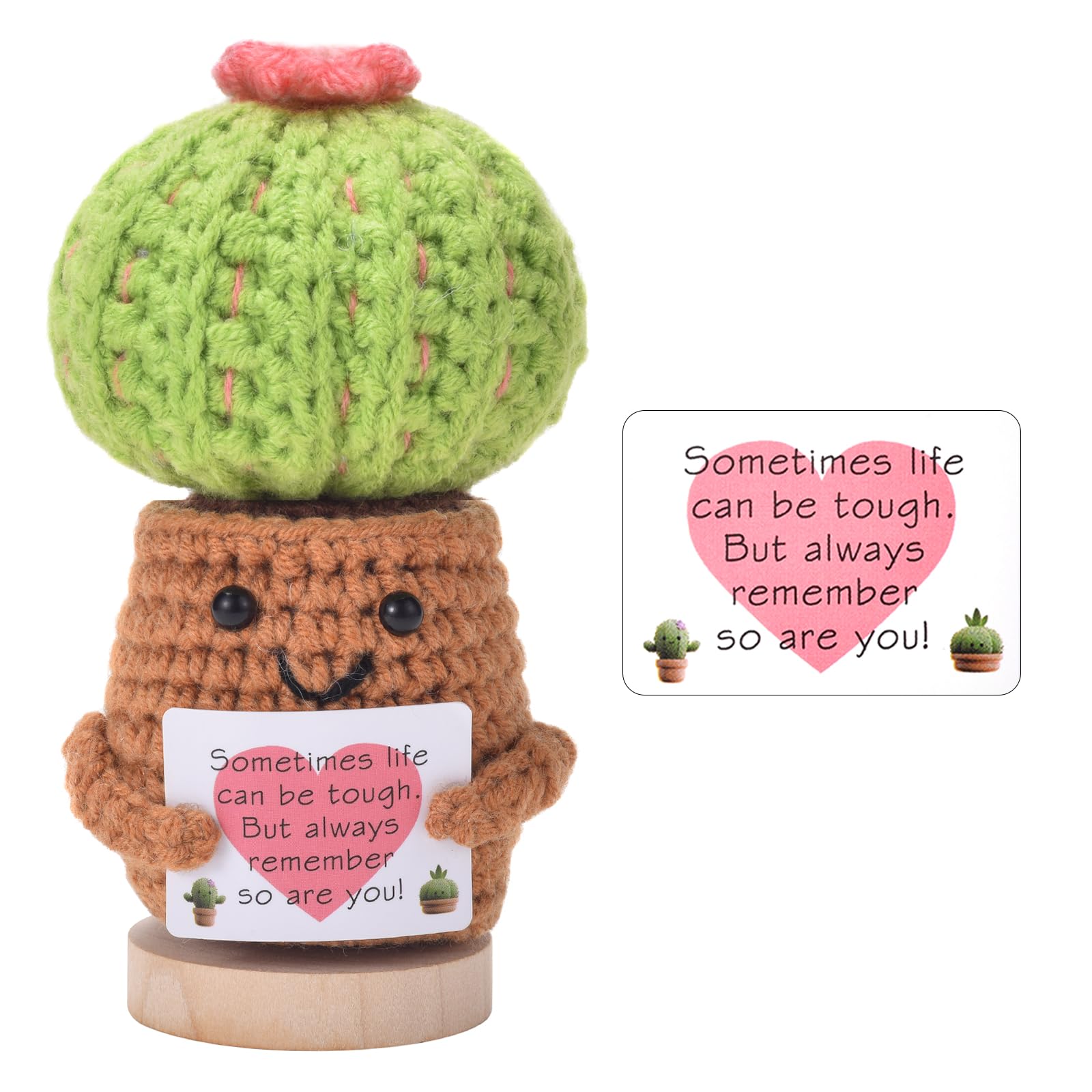 Positive Cactus Crochet Doll, Handmade Emotional Support Cactus, Crochet Plants with Positive Messages, Cute Funny Cactus Decor