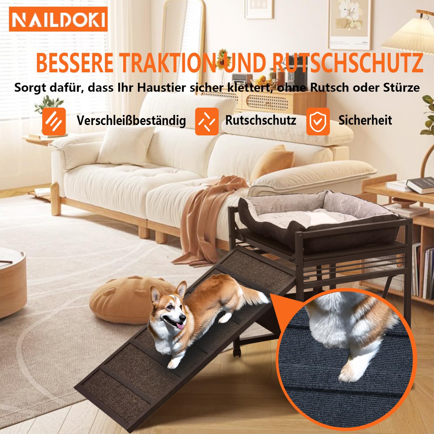 Bewegliche Struktur Haustier Treppe Rampe mit Sitz paaren Katzen/Hunde Stuhl mit Rampe hohe Betten, Folding Haustier mittlere und kleine Hunde, Katzenleiter