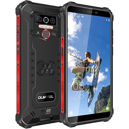 OUKITEL WP5 Pro Outdoor Smartphone Ohne Vertrag IP68 wasserdicht 4GB+64GB Outdoor Handy 8000mAh Android 10.0 Dual-SIM Robustes Smartphone 5,5 Zoll Triple AI Kamera Face/Fingerprint ID 1Jahr Garantie