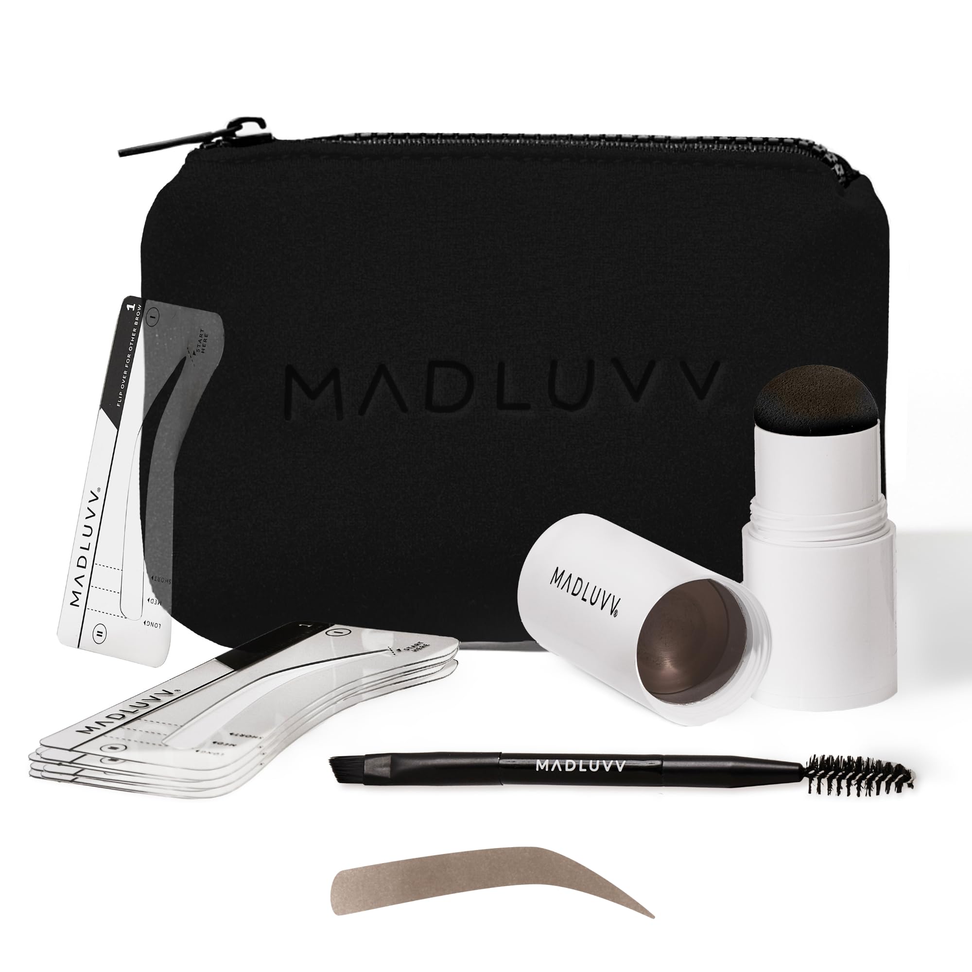 MADLUVV Brow Stamp Kit with Brow Stencils – Easy Eyebrow Shaper for Natural-Looking Brows – Popular Eyebrow Stencil Kit Used by Professionals – 9