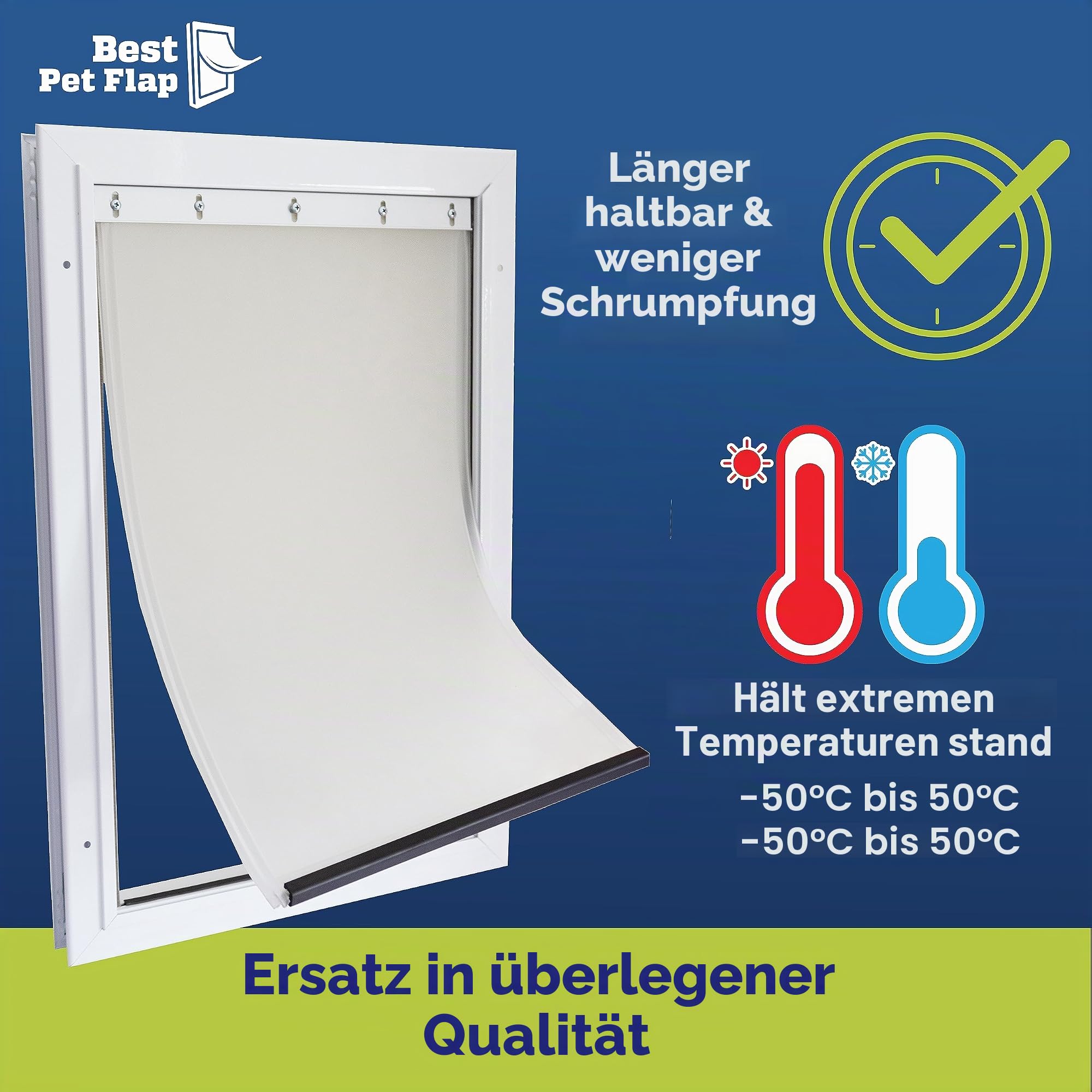 Best Pet Flap Große Ersatzklappe für die Hundetür, Nicht aus PVC, passend für PetSafe PAC11-11039 – Maße: 25,4 x 41,9 cm, langlebiger, energieeffizienter, weniger Schrumpfung, BPA-frei