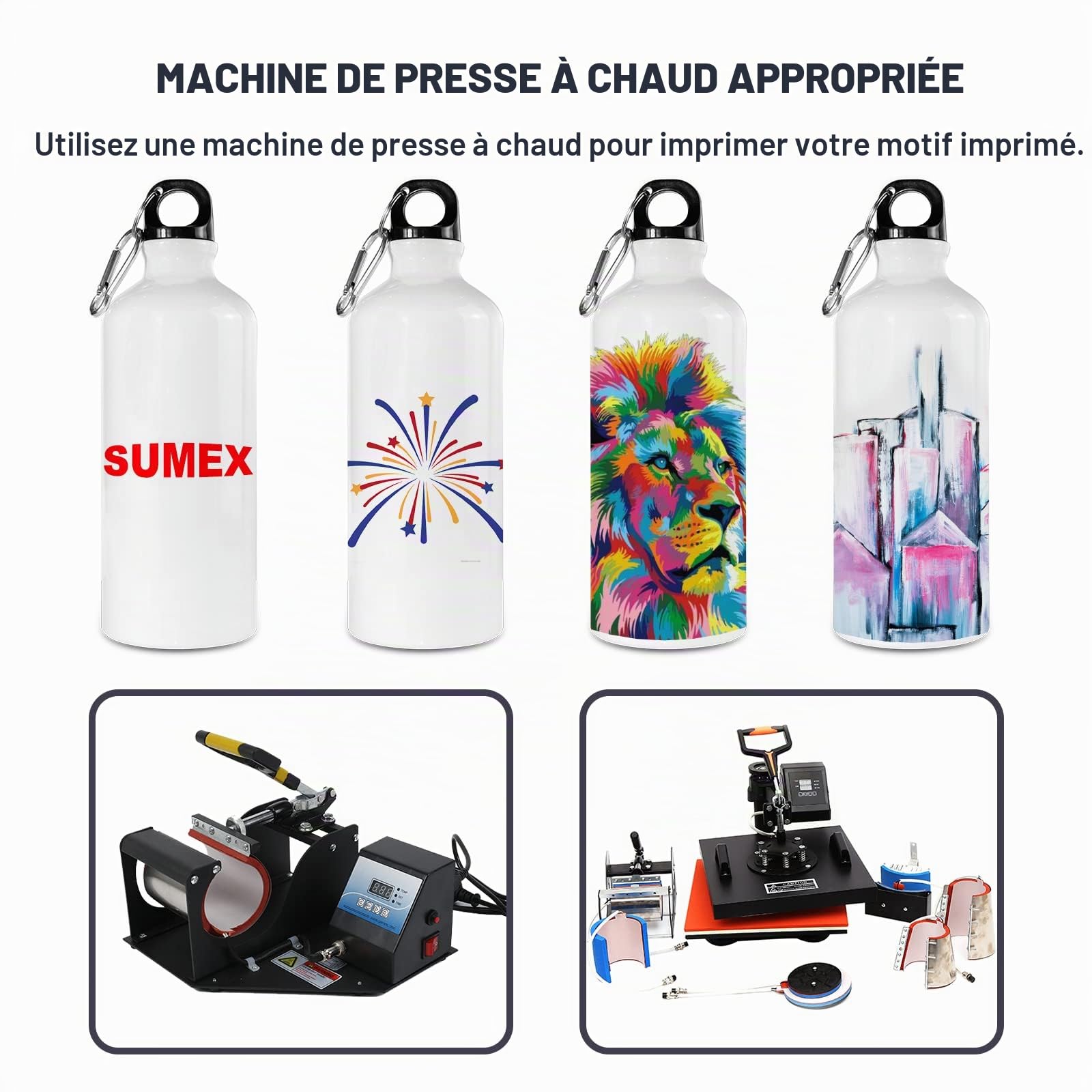 Sumex 12PCS 20oz 600ml sublimation aluminium bouteille d'eau de sport pour la presse à chaud