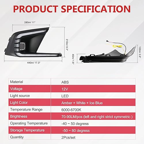 Miniatura 8 de ALAVENTE 2 unids LED diurna luz niebla lámpara para Honda Civic 2021 2022 con señal de flujo secuencial modos de luz tricolores