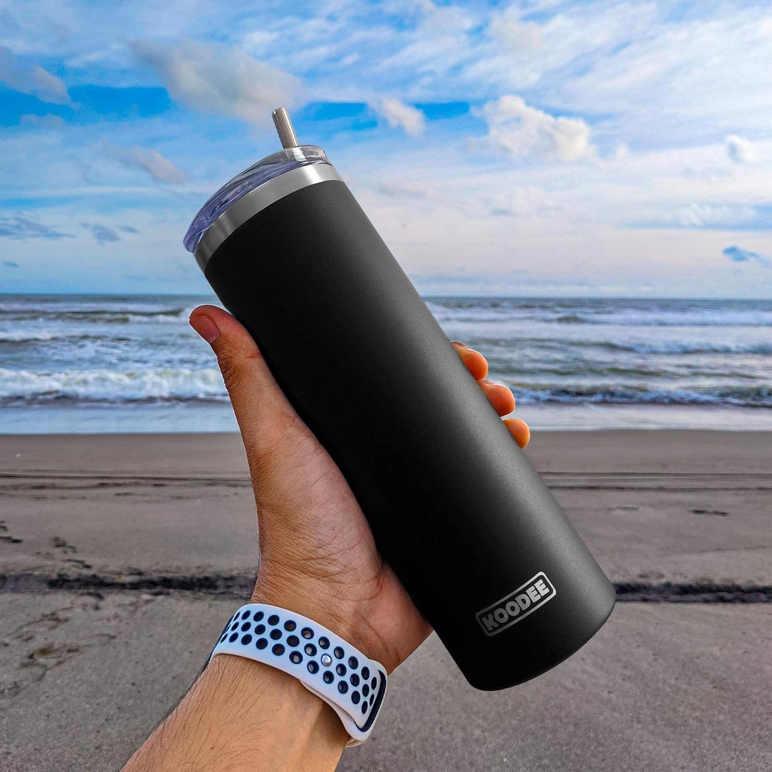 koodee 20 oz Tumbler with Lid and Straw-4 Pack Skinny Tumbler Stainless Steel Double Wall Insulated Coffee Cup (Sky Blue/Pink/Purple/Black - Image 7