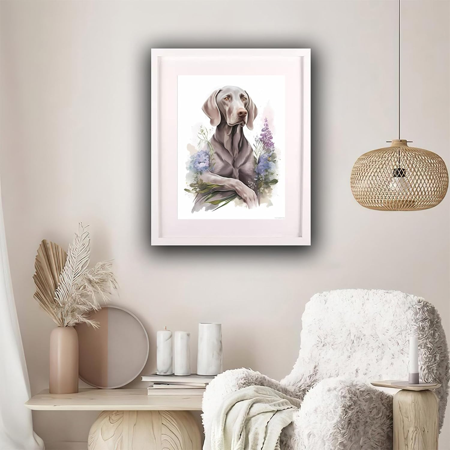 TUTUMAY21 Christmas Gift Watercolor Weimaraner Dog Flowers Diamond Painting Kits Diamonds Art Cross Stitch Craft for Home Office Wall Decor for New Year Valentine's Day 12x16 inch