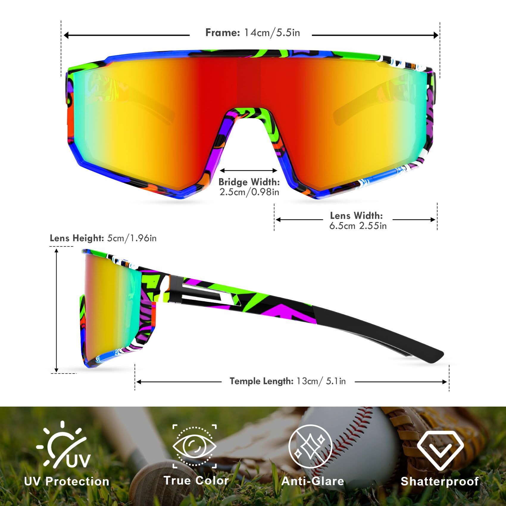 Gafas de sol de béisbol juveniles, gafas de sol deportivas polarizadas para niños, gafas de protección UV400 para niños y niñas, sóftbol y ciclismo