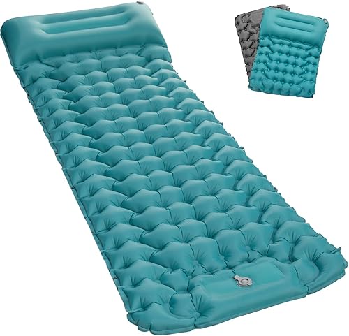 Colchón autoinflable para acampar en tienda cama de camping inflable con bomba de pie incorporada para mochileros - 3 pulgadas extra gruesa cama de