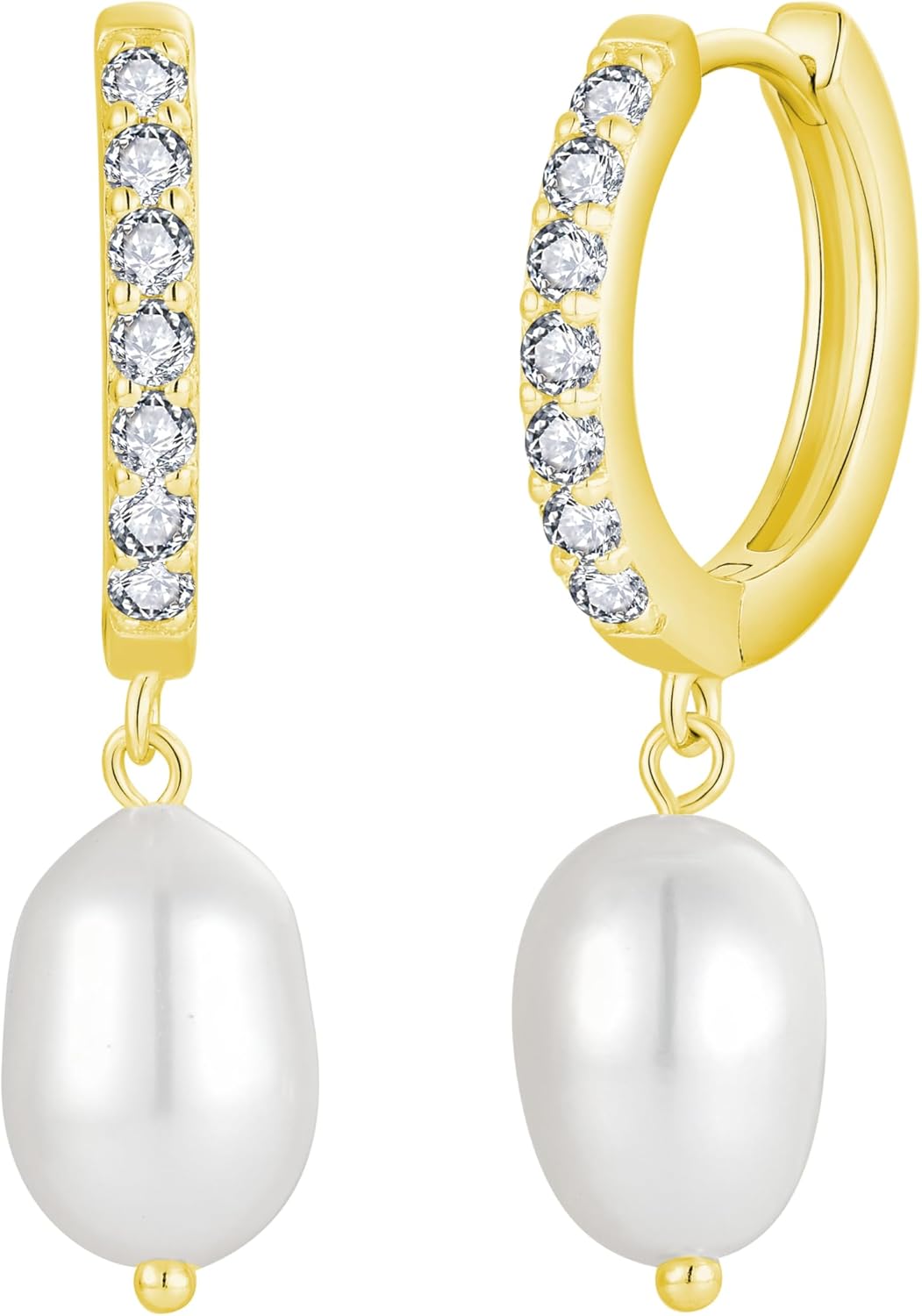 Pearl Earring Huggie Hoop Earrings for Women 925 Sterling Silver Earrings Cubic Zirconia Dangle Drop Earrings Jewelry for Her