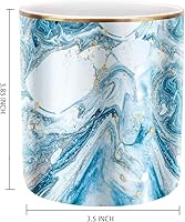 Vista 3 de WAVEYU Pen Pencil Holder for Desk, Marble Desk Decor Organizer, Durable Ceramic Pencil Cup Holder Marble Design Makeup Cups for Brushes for Office